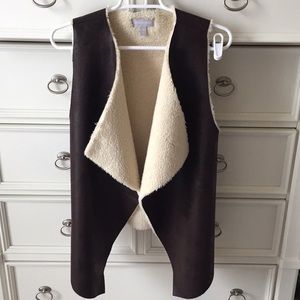 NWOT Nordstrom Faux Fur and Leather Vest- S/M